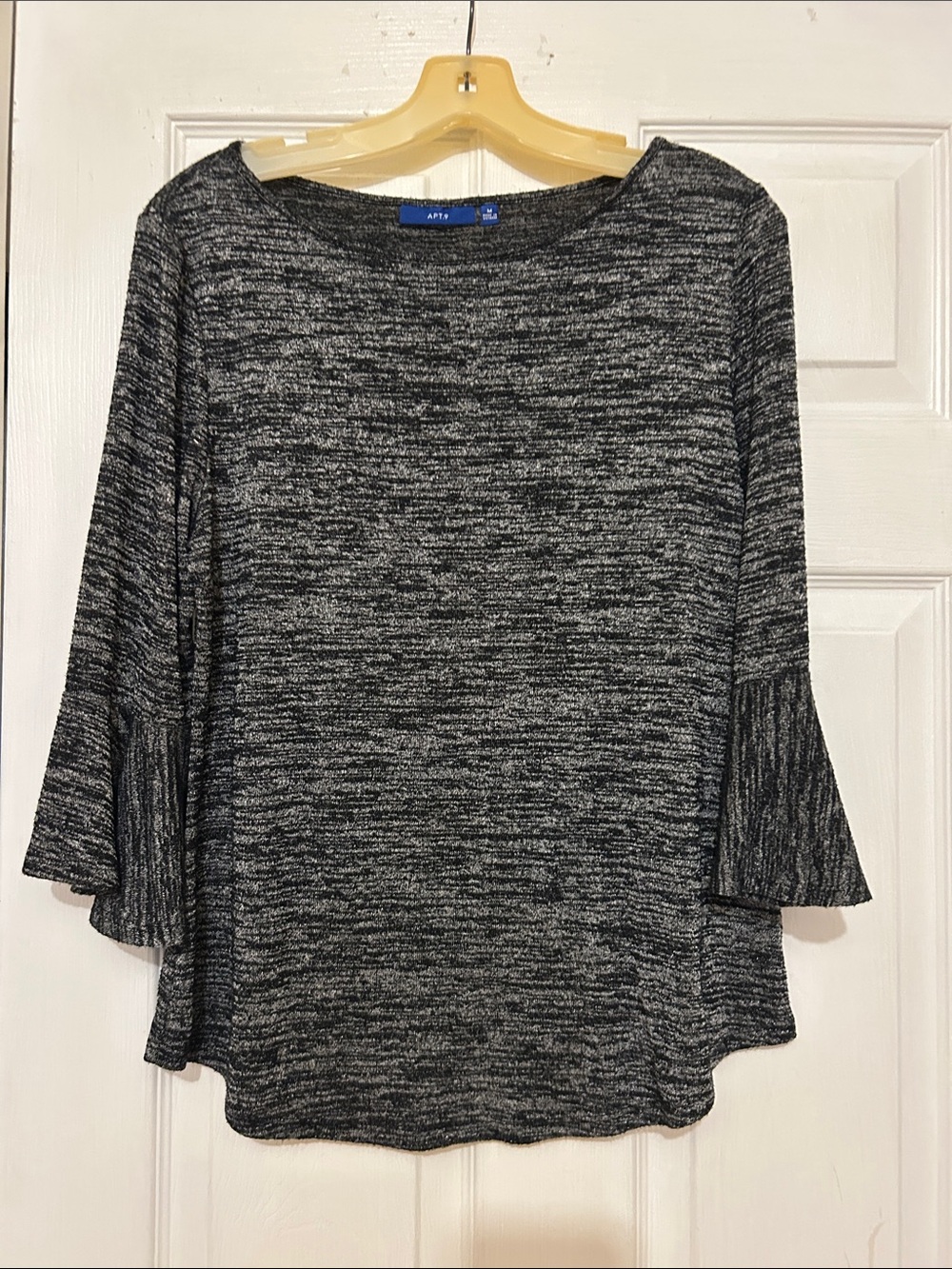 Apt. 9 Charcoal Marled Boatneck Top with Bell Sleeves